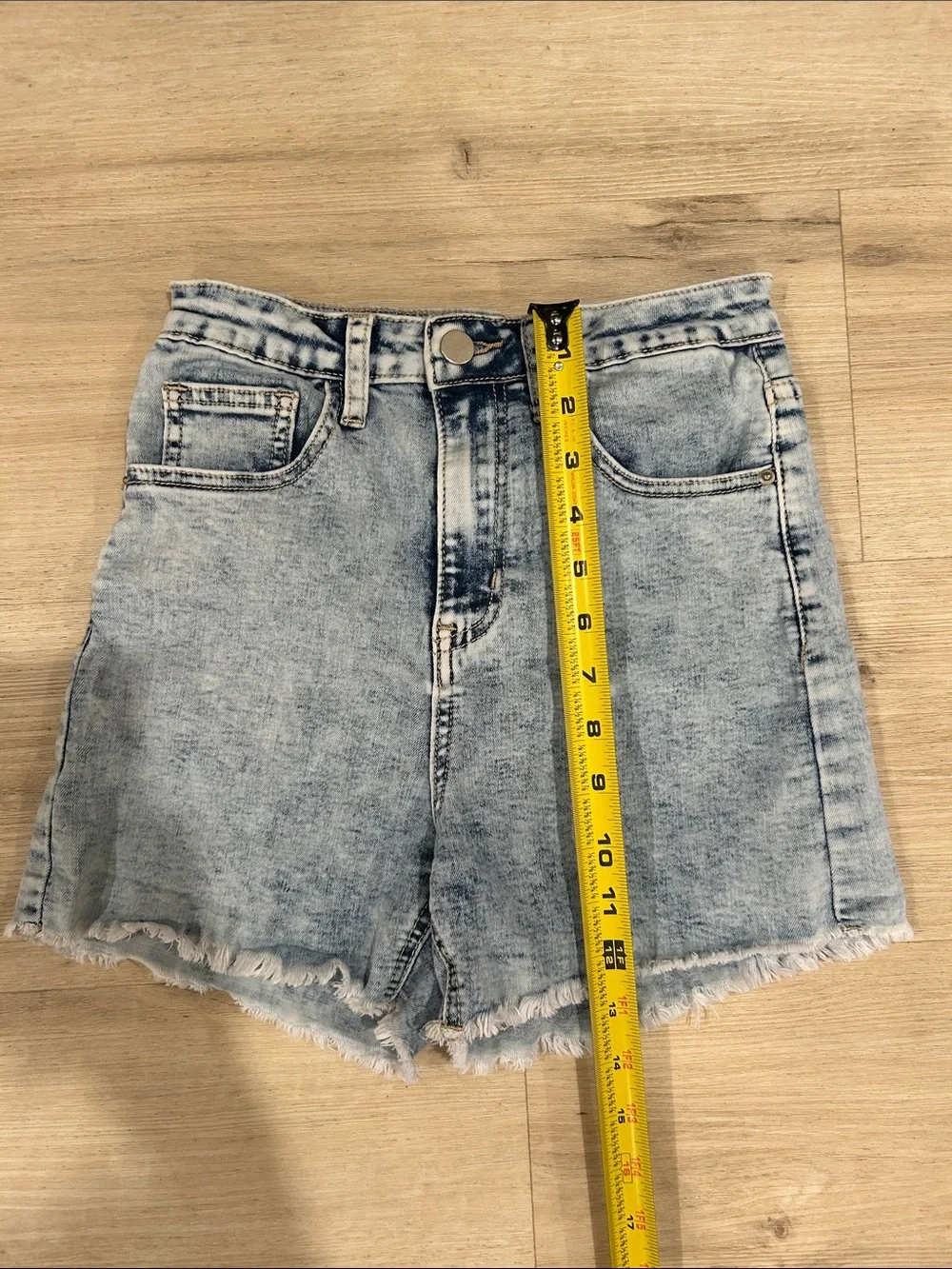 SHEIN Light Blue High-Rise Frayed Denim Shorts Size XS